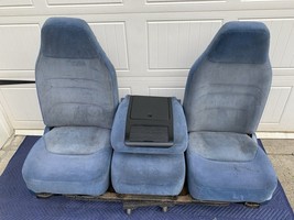 92 93 94 95 96 97 Ford F150 F250 F350 Front Bucket Seats 40/20/40 Blue OEM - $1,386.00
