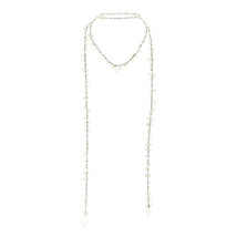 Lariat Wrap Around Mother of Pearl Shell &amp; Crystal Long Multi-Wear Necklace - £13.68 GBP