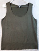 LOFT Activewear Tank Top Womens Size Large Black Knit Silk Sleeveless Round Neck - £13.11 GBP