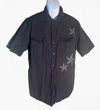 Carbon Men&#39;s Short Sleeve Button Down Black Shirt Xxl - $9.89