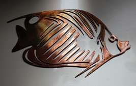 Aquatic Butterfly Fish Metal Decor copper/bronze plated 10" long by 6 1/2" tall - $24.68