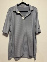 Peter Millar Summer Comfort Polo Mens sz XL Blue Striped Zip Polo Shirt - £13.65 GBP