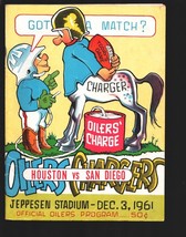 Houston Oilers vs San Diego Chargers AFL Football Game Program 12/3/1961-Geor... - £213.20 GBP