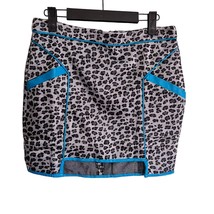 ENGLISH ROSE Size Medium Cotton Blend Leopard Print Mini Skirt Faux Leather - $17.72