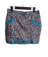 ENGLISH ROSE Size Medium Cotton Blend Leopard Print Mini Skirt Faux Leather - £14.04 GBP