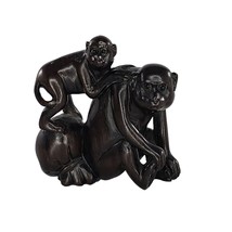 Vintage Japanese Netsuke Monkey Dark Boxwood Carved Figurine Signed - £31.44 GBP