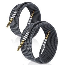 1/4 Inch Trs Instrument Cable 20Ft 2-Pack,Straight 6.35Mm Male Jack Stereo Audio - £33.21 GBP