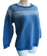 Telluride Clothing Co Blue Nordic Fair Isle Birds Eye Lambswool Sweater ... - $33.24