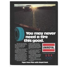 Uniroyal Tiger Paw Plus Tire Print Ad Vintage 1984 80s 8.25x11” Retro Auto - $14.01