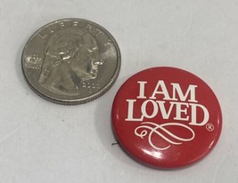 Vintage I Am Loved Straight Pin Button Red Helzberg Foundation - $9.89