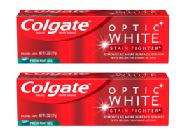 (2x) Colgate Optic White Stain Fighter Fresh Mint Gel Toothpaste 4.2 Oz *Sealed* - £7.42 GBP