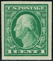 1916 1c George Washington, Green, Imperforate Scott 481 Mint F/VF NH - $4.49