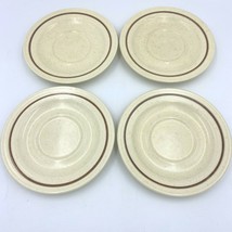 4 Vintage 1977 Homer Laughlin Saucers Brown Yellow Flowers Stoneware HLC... - £17.54 GBP