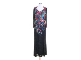 OLEG CASSINI SILK Beaded Dress Sequin Dress Haute Couture Dress Trophy D... - $1,200.00