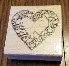 Hero Arts Floral Love Heart With Bird Wood Mounted Rubber Stamp F703 - £4.72 GBP