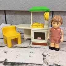 Vintage Little Tikes Dollhouse Figure Kitchen Island Yellow Chair Lot 3 ... - $24.74