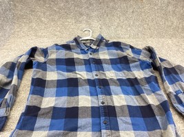 Eddie Bauer Flannel Shirt Mens TXL Buffalo Check Classic Fit Button Up Blue - $15.83