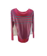 Bongo Hot Pink Gray Striped Sweater Wide Boat Neck Collar Women&#39;s Size XL - £11.56 GBP