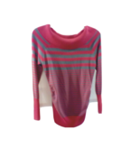 Bongo Hot Pink Gray Striped Sweater Wide Boat Neck Collar Women&#39;s Size XL - £11.46 GBP