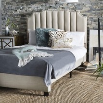 Safavieh Home Streep Modern Beige Linen Bed, Queen - $451.99