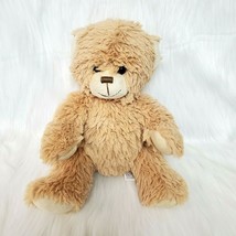 10&quot; Pouchey Toys Bear Tan Plush Sitting Stuffed Animal Toy Sewn Face Lov... - £11.84 GBP