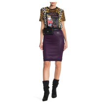 Moschino Love Violet Purple Quilted Satin Pencil Stretch Skirt 48 14 NWT $595 - £135.07 GBP