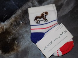 Janie and Jack Striped W/Dog Print Ankle Socks Size 3/6 Months Boy&#39;s NEW - $7.00