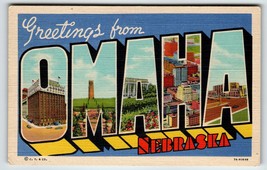 Greetings From Omaha Nebraska Postcard Large Big Letter State Curt Teich Vintage - £6.37 GBP