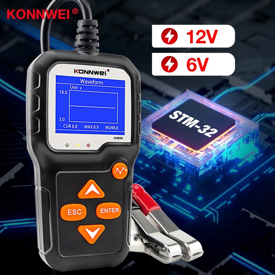 KONNWEI KW650 Car Battery Tester 6V 12V Auto Battery System yzer 100 to ... - $162.40