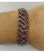 Garnet Bracelet Sterling Silver 925 Red Tennis Gemstone Handmade Jewelry... - $5,183.50 MXN