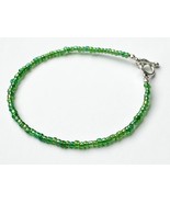 Dainty Seed Bead Bracelet, Iridescent Green Czech Glass Bracelet, Tiny M... - $19.37 CAD