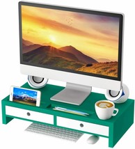 Computer Monitor Stand Desk Organizer – Assembled Green Wood Screen Laptop Print - £47.47 GBP