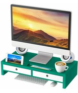 Computer Monitor Stand Desk Organizer – Assembled Green Wood Screen Lapt... - $64.34