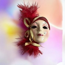 Fancy Faces Signed Ceramic Hand Painted Mini Mask 4.5”x3” Mardi Gras Kre... - $32.73