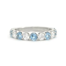 Authenticity Guarantee 
Blue Topaz Diamond Gemstone Wedding Band Ring 14K Whi... - £1,523.04 GBP