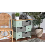 Pacino Two-Tone Oak Brown and Mint Green 3-Drawer Storage Unit - $297.51 CAD