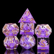 Sharp Edges Dnd Dice, 7 Pcs D&amp;D Dice, Handcrafted Polyhedral Dice Set, F... - £43.20 GBP