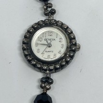 Geneva Black Beaded Women’s Quartz Fashion Watch WR St. Steel New Battery - $20.95