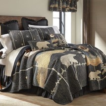 Donna Sharp Moonlit Bear **QUEEN** Quilt Rustic Country Lodge Cabin Trees Gray - £124.73 GBP