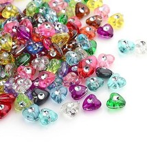 50 Acrylic Heart Beads Rhinestone Beads Assorted Lot BULK Beads Wholesale - £4.15 GBP