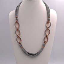 Adami and Martucci Silver Mesh and Rose Gold Chain Links Necklace - £222.30 GBP