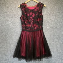 Babyonline Dress Sleeveless Womens M Red Black Lace Tulle Short Semi For... - $11.46