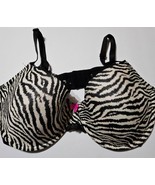 Smart and Sexy Zebra Print Bra 42DD Black White Lace Back Underwire  - $212.49 MXN