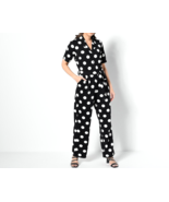 Studio Park x Leah Williams Polka Dot Knit Jumpsuit- BLACK, LARGE - £23.45 GBP