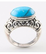 Vintage Sterling Silver Ring with Oval Light-Blue Turquoise Cabochon (Si... - $104.08 CAD
