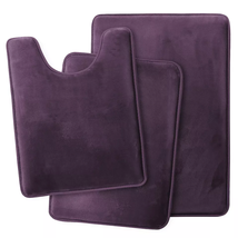 Purple 3PC Bathroom Rug Memory Foam Bath Mat Set  - £56.97 GBP