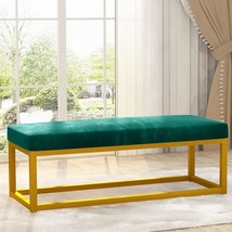 Dklgg Upholstered Ottoman Bench Velvet Shoe Bench Entryway Bench Bedroom, Green - $156.94