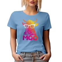Moo. Cool Hipster Cow Portrait Graphic Tshirt For A Farmer, Cowboy, Coun... - £17.13 GBP+