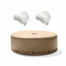 Intex PureSpa Energy Efficient Hot Tub Cover &amp; Cushioned Foam Headrest (2 Pack) - £282.04 GBP