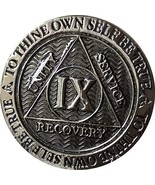 9 Year AA Medallion Gunmetal Reflex Design Serenity Prayer Chip IX Gun M... - $279.70 MXN